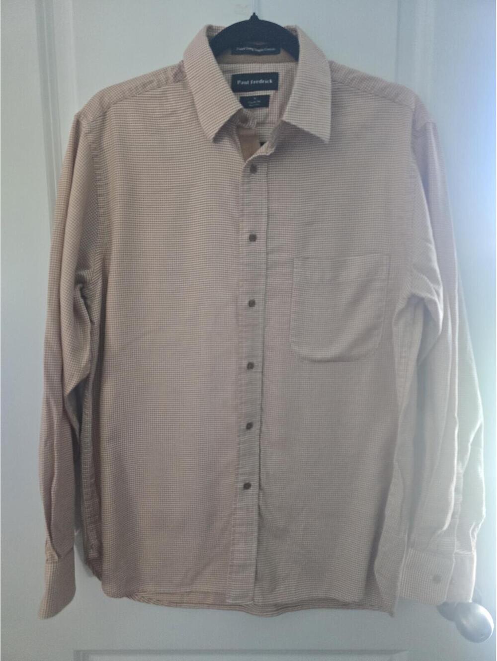 Paul Fredrick Men's Classic Fit Long Sleeve Button Front Cotton Dress Shirt Size
